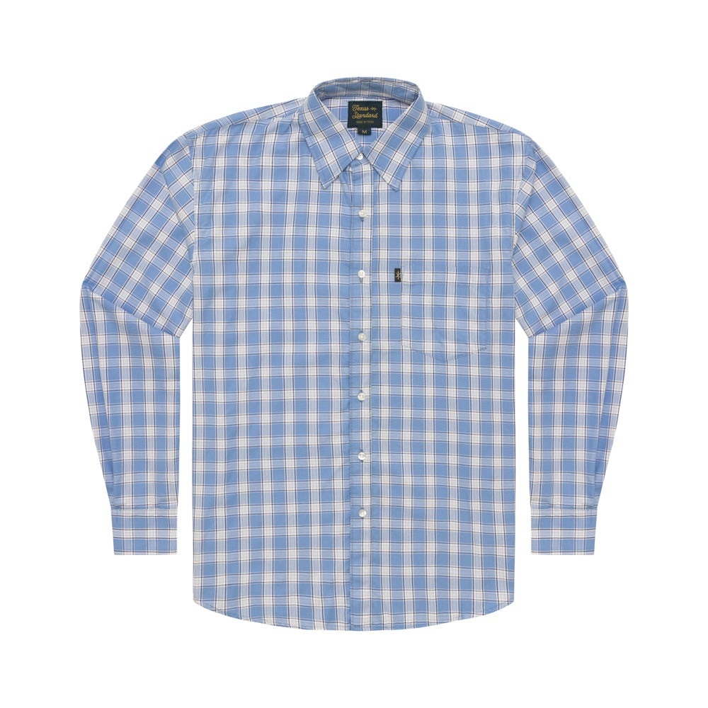 Texas Standard Texas Check Medium‎ Lampasas Blue Plaid Long Sleeve Button Down